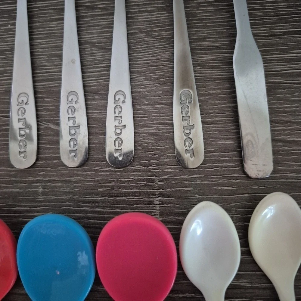 Vintage Baby Spoons Soft Tip Gerber & The First Year Mix Lot Of 10 Total.